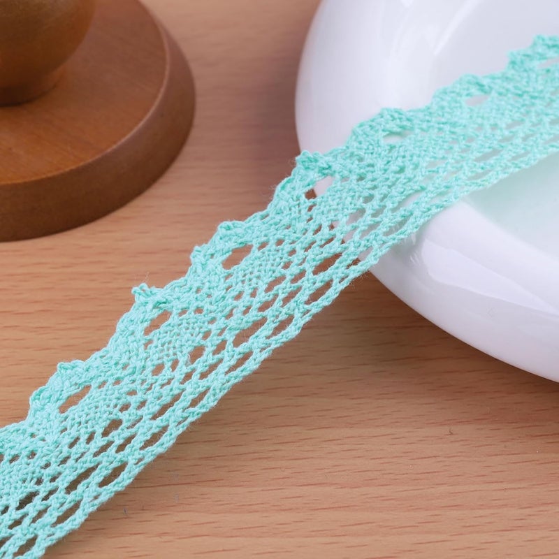 DYSHIPEN 20 Yards x 1 Inch Lace Ribbon Vintage Lace Trim Crochet Cotton Lace Edge for Christmas Package DIY Sewing Wedding Bridal Dress,Costume,Crafts and Sewing (Green) - Image 1
